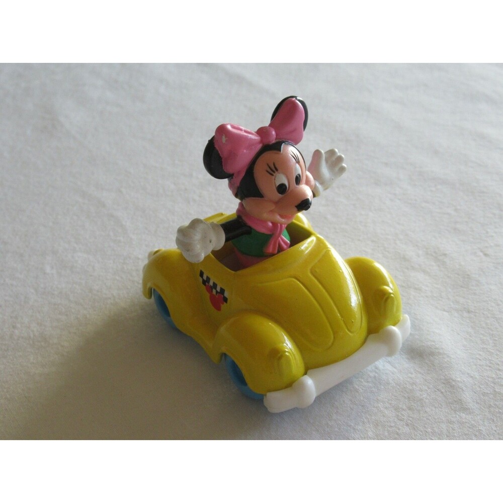 Vintage Disney Mickey Mouse Arco Yellow Die Cast Car W/ Minnie instead of Mickey